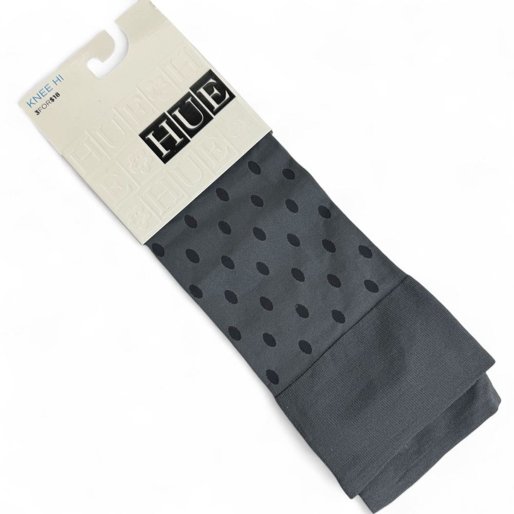 Hue Sheer Dot Opaque‎ Knee High Socks Thunder Gray Womens One Size Fits Most